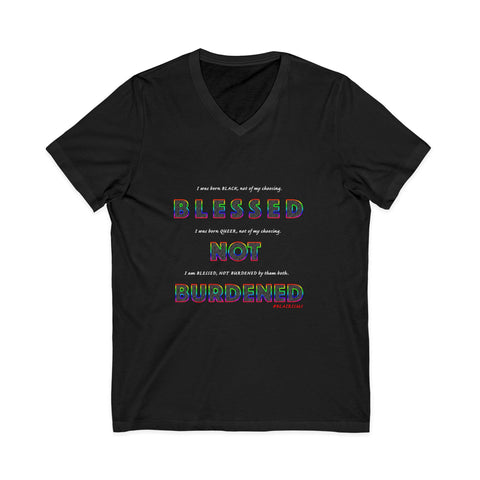 BLACK QUEER RAINBOW UNISEX V-NECK T-SHIRTS