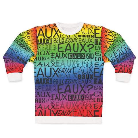 EAUX BLACK ON RAINBOW UNISEX SWEATSHIRT
