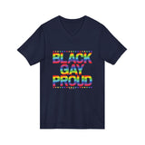 BLACK GAY PROUD UNISEX V-NECK T-SHIRTS