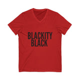 BLACKITY BLACK - BLACK UNISEX V-NECK T-SHIRT
