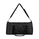 BLACK MAGIC WHITE LETTERS DUFFEL BAG