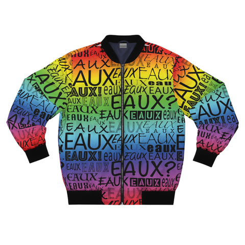 EAUX BLACK ON RAINBOW AOP MEN'S BOMBER JACKET