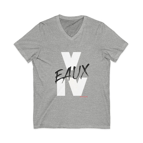V EAUX IV - WHITE W/ BLACK EAUX UNISEX V-NECK T-SHIRT