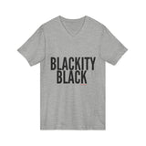 BLACKITY BLACK - BLACK UNISEX V-NECK T-SHIRT