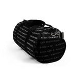 BLACK MAGIC WHITE LETTERS DUFFEL BAG