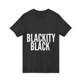 BLACKITY BLACK - WHITE UNISEX V-NECK T-SHIRT