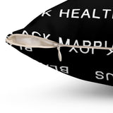 BLACK MAGIC WHITE LETTERS THROW PILLOW