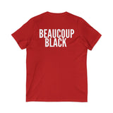 BEAUCOUP BLACK - WHITE UNISEX V-NECK T-SHIRT