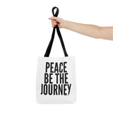 PEACE BE THE JOURNEY BLACK TOTE BAG
