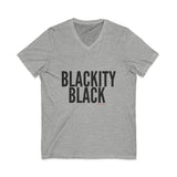 BLACKITY BLACK - BLACK UNISEX V-NECK T-SHIRT