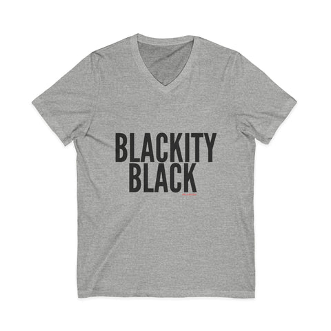 BLACKITY BLACK - BLACK UNISEX V-NECK T-SHIRT