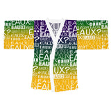 EAUX- WHITE ON MARDI GRAS KIMONO