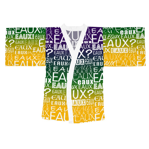 EAUX- WHITE ON MARDI GRAS KIMONO