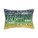 EAUX- WHITE ON MARDI GRAS LUMBAR PILLOW