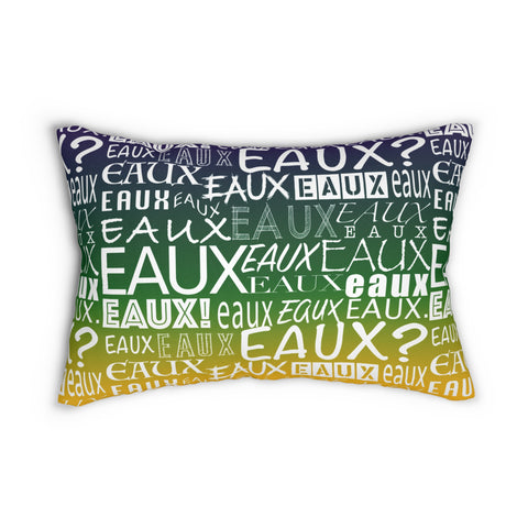 EAUX- WHITE ON MARDI GRAS LUMBAR PILLOW