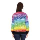 EAUX WHITE ON RAINBOW AOP WOMEN'S BOMBER JACKET