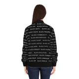 BLACK MAGIC WHITE LETTERS AOP WOMEN'S BOMBER JACKET