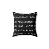 BLACK MAGIC WHITE LETTERS THROW PILLOW
