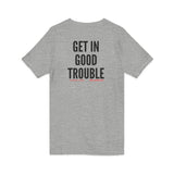 GET IN GOOD TROUBLE - BLACK UNISEX V-NECK T-SHIRT