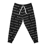 BLACK MAGIC WHITE LETTERS ATHLETIC JOGGERS