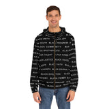BLACK MAGIC WHITE LETTERS AOP ZIP HOODIE