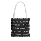 BLACK MAGIC WHITE LETTERS TOTE BAG