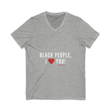 BLACKITY BLACK - WHITE UNISEX V-NECK T-SHIRT