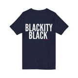 BLACKITY BLACK - WHITE UNISEX V-NECK T-SHIRT