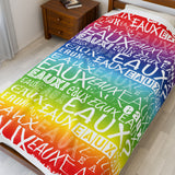 EAUX WHITE ON RAINBOW  PLUSH BLANKET