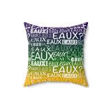 EAUX- WHITE ON MARDI GRAS  THROW PILLOW