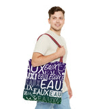 EAUX- WHITE ON MARDI GRAS TOTE BAG