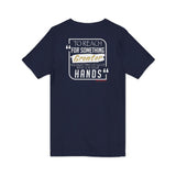 REACH FOR SOMETHING WHITE GOLD UNISEX V-NECK T-SHIRTS