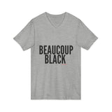 BEAUCOUP BLACK - BLACK UNISEX V-NECK T-SHIRT