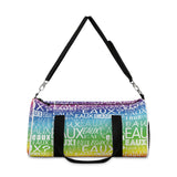EAUX WHITE ON RAINBOW DUFFEL BAG