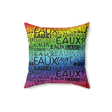 EAUX - BLACK ON RAINBOW THROW PILLOW