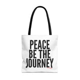 PEACE BE THE JOURNEY BLACK TOTE BAG