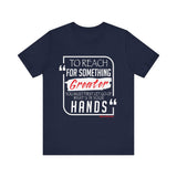 REACH FOR SOMETHING - WHITE RED UNISEX SHORT SLEEVE T-SHIRT