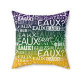 EAUX- WHITE ON MARDI GRAS  THROW PILLOW
