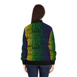EAUX - BLACK ON MARDI GRAS AOP WOMEN'S BOMBER JACKET