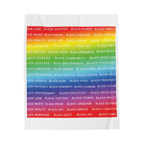BLACK MAGIC RAINBOW WHITE PLUSH BLANKET