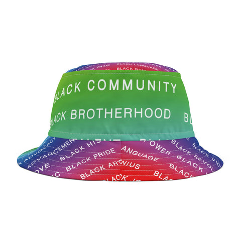 BLACK MAGIC RAINBOW WHITE AOP BUCKET HAT