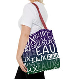 EAUX- WHITE ON MARDI GRAS TOTE BAG