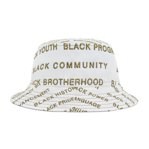 BLACK MAGIC - GOLD LETTERS AOP BUCKET HAT