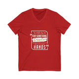 REACH FOR SOMETHING WHITE GOLD UNISEX V-NECK T-SHIRTS
