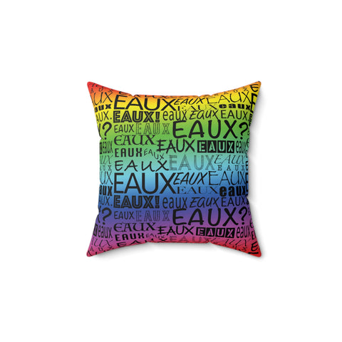 EAUX - BLACK ON RAINBOW THROW PILLOW