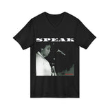SPEAK - WHITE UNISEX V-NECK T-SHIRT