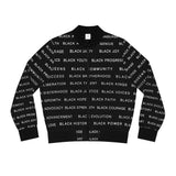 BLACK MAGIC WHITE LETTERS AOP WOMEN'S BOMBER JACKET