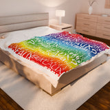 EAUX WHITE ON RAINBOW  PLUSH BLANKET