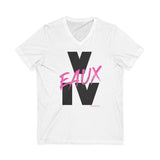 V EAUX IV - BLACK W/ PINK EAUX UNISEX V-NECK T-SHIRT