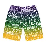 EAUX- WHITE ON MARDI GRAS BOARD SHORTS